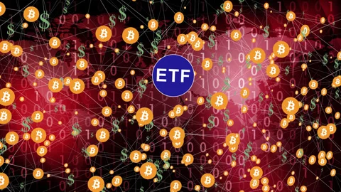 Spot Bitcoin ETF future contracts navigating highs and lows of spot Bitcoin Video stock 256187936