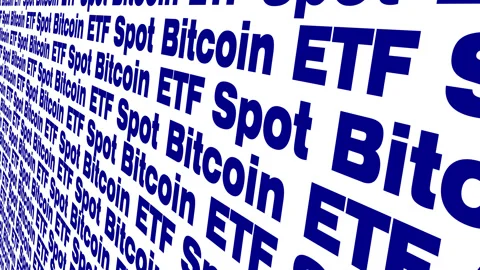 Spot bitcoin etf on white background digital money innovation for crypto Video stock 259716181