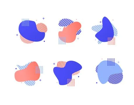Spot Color Different Types with Flowing Liquid Shapes Set. Vector Stock Illustration