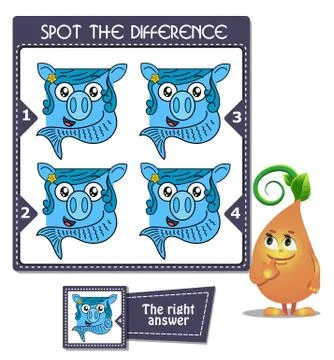 Spot the difference fish Stock Illustration