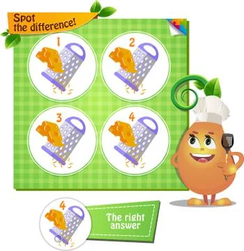 Spot the difference grater cheese Stock Illustration