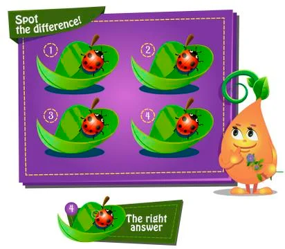 Spot the difference ladybird  Stock Illustration