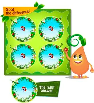 Spot the difference ladybug Stock Illustration