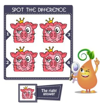 Spot the difference lion Illustrazione stock