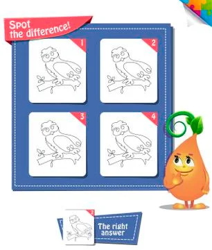 Spot the difference owl line circuit Stock Illustration