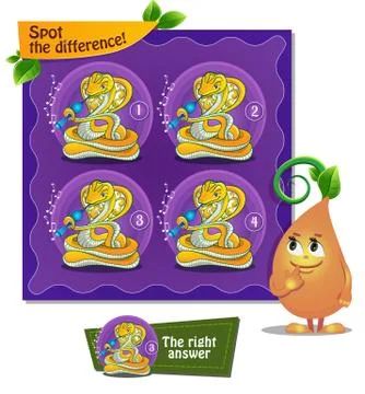 Spot the difference snake flute Stock Illustration