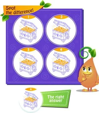 Spot the difference treasure chest Stock Illustration