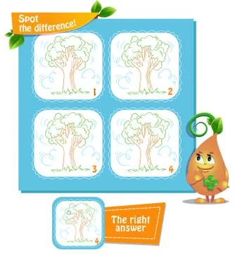 Spot the difference tree in the wind Stock Illustration