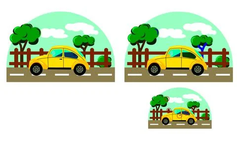 Spot the difference yellow car Stock Illustration