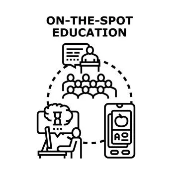 On the spot education, learning programs and knowledge delivery system 库存插图