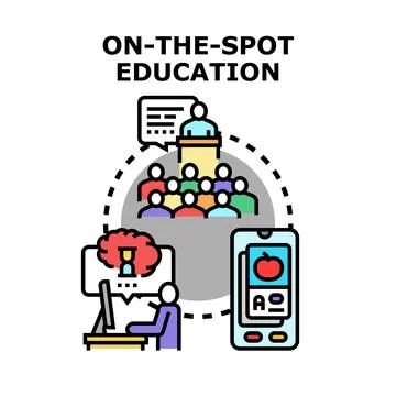 On the spot education, learning programs and knowledge delivery system Stock Illustration