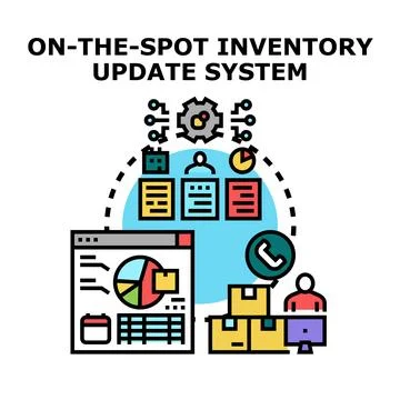 On the spot inventory update system with data tracking Stock Illustration