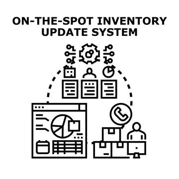 On the spot inventory update system with data tracking Stock Illustration
