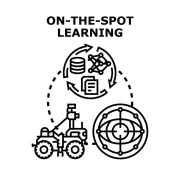 On the spot learning process with autonomous robot and data analysis Stock Illustration