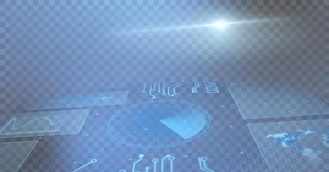 Spot of light and digital interface with round scanner and data processing 스톡 일러스트