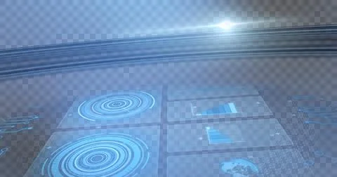Spot of light and digital interface with round scanner and data processing 스톡 일러스트