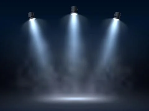 Spot light interior. Realistic directed light streams, illuminated fog, theatre Stock Illustration