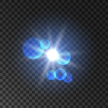Spot light with lens flare effect. Lamp flash Stock Illustration