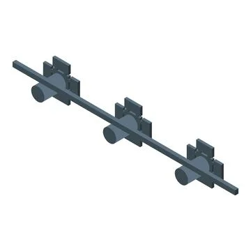 Spot lighting system showing three lights mounted on metal bar Stock Illustration