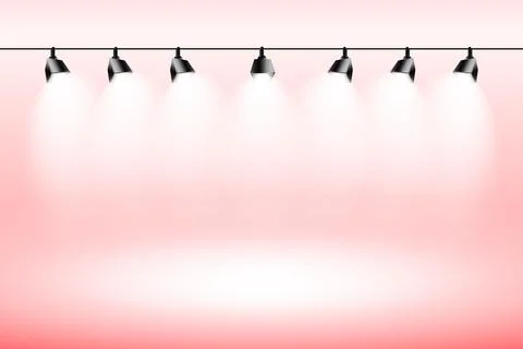 Spot lights background red studio Stock Illustration