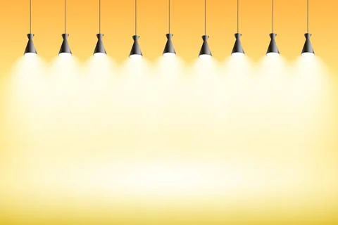 Spot lights background yellow studio Stock Illustration