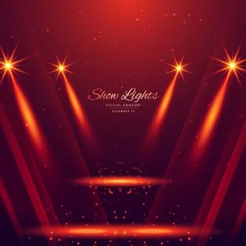 Spot lights on red background Illustrazione stock