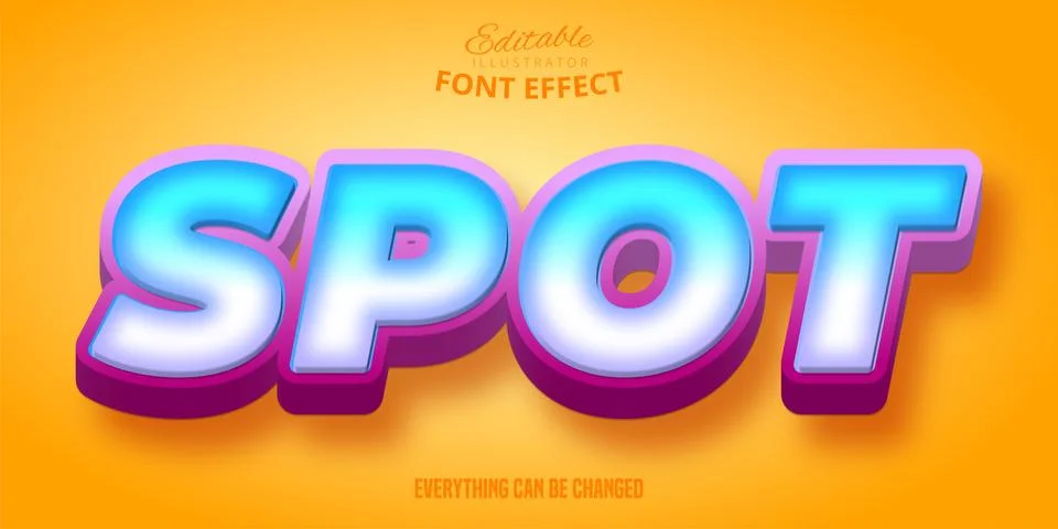 Spot text, 3d editable font effect Stock Illustration