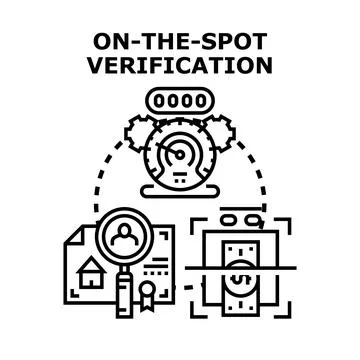 On the spot verification vector concept evaluating financial information Stock Illustration