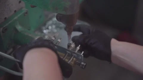 Spot Welding Heating Exchanger - Precision Point Welding in Factory Stock Footage 330493898