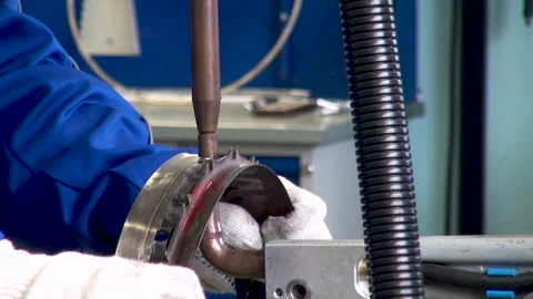 Spot welding. Joining two parts by spot welding. High technology for repair. Stock Footage 134546659