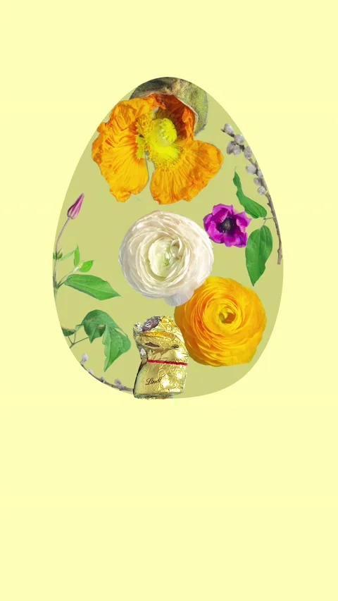Spotify Canvas : Vertical : Seamless loop : Easter Egg and Bunny : Flower Art Stock Footage 166177061