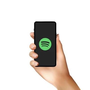 Spotify logo on a mobile screen. Editorial vector. Kyiv, Ukraine Illustrazione stock