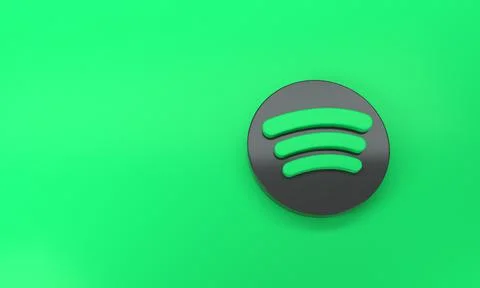 Spotify logo with space for text and graphics on green background. Top view. Stock Illustration