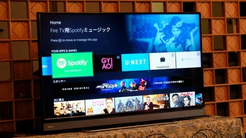Spotify music on TV set Stock Footage 91909411