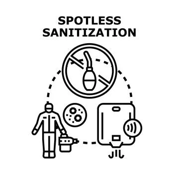 Spotless sanitization concept with professional disinfection process 库存插图