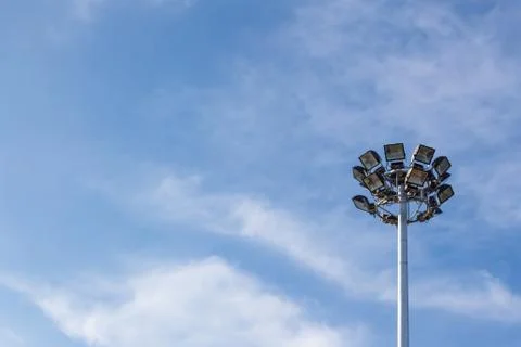 Spotlight and the sky. Stock Photos