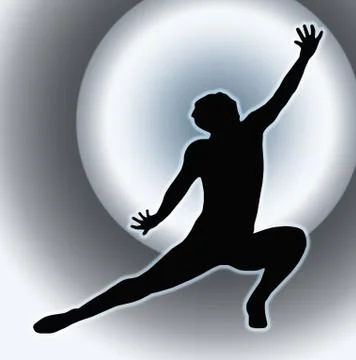 Spotlight back dancing lady kneeling spread leg Stock Illustration