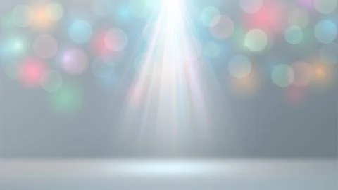 Spotlight backdrop. Light pastel background, multicolored bokeh. Spotlights Stock Illustration