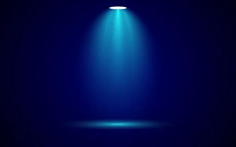 Spotlight beam shining down on dark background creating deep blue vibrant a.. Stock Illustration