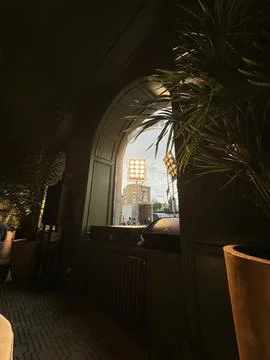 Spotlight Beam Shining Through Large Window Stock Photos