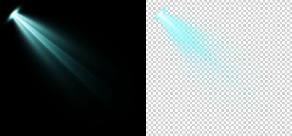 Spotlight Beam with Teal Dramatic Light Rays Isolated Stock Illustration