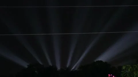 Spotlight Beams Piercing Night Sky Stock-Footage 328509943