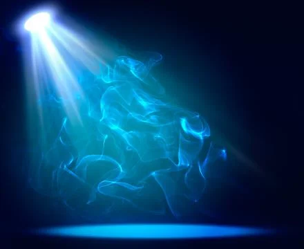 Spotlight blue on smog background Stock Illustration