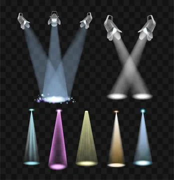 Spotlight Effects - vector set of projector lights clip art Stock Illustration