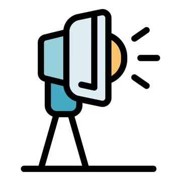Spotlight emitting light on tripod in studio or stage Illustrazione stock