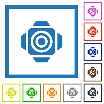 Spotlight flat framed icons Stock Illustration