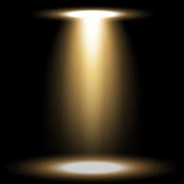 Spotlight glow effect, light beam, golden color Stock Illustration