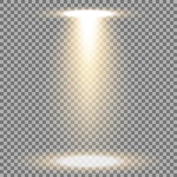 Spotlight glow effect, light beam, golden color Stock Illustration