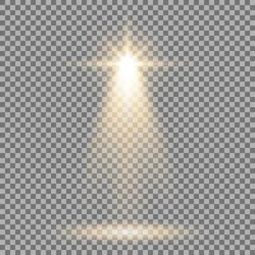 Spotlight glow effect, light beam, golden color Stock Illustration