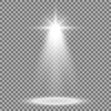 Spotlight glow effect, light beam, white color Stock Illustration
